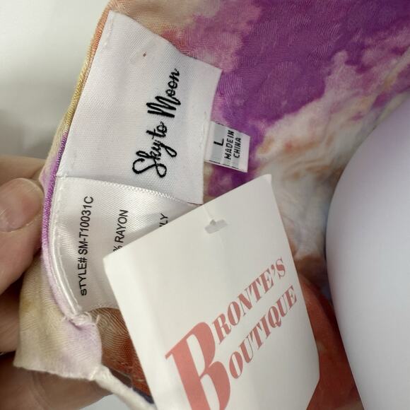 Sky to Moon String Halter Crop Top Women size Large Watercolor NEW - Picture 7 of 14